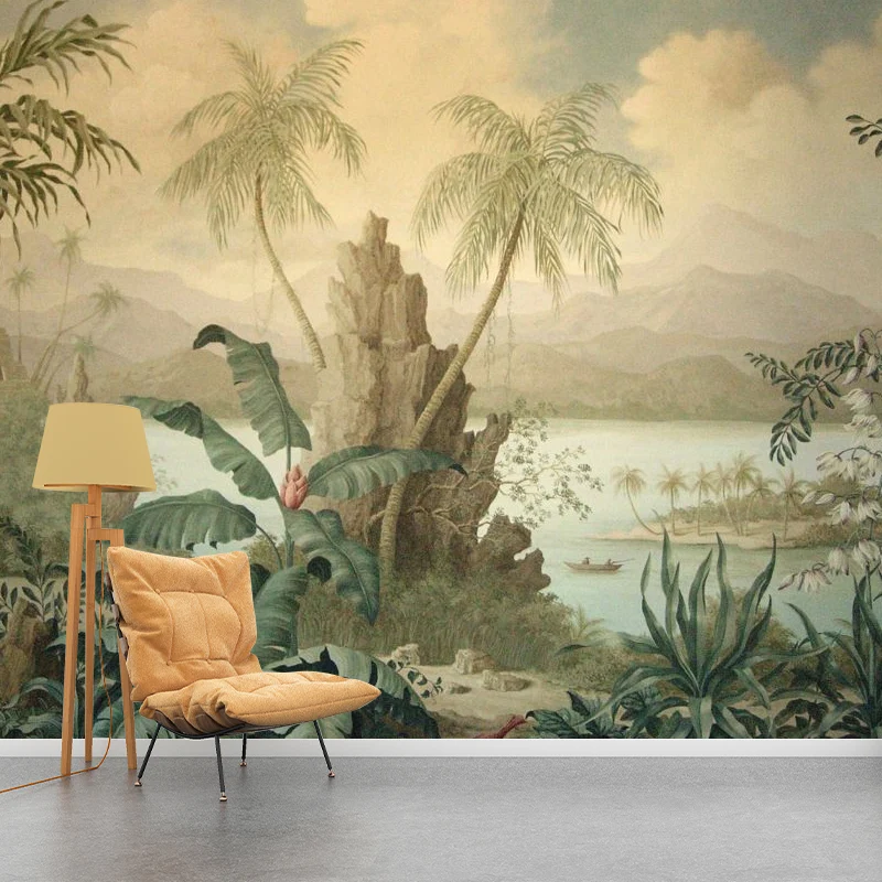 Retro-Wandbilder für Akzentwände, mittelalterlicher Wald dunkler Farbe, personalisierte Größe erhältlich Clearhalo