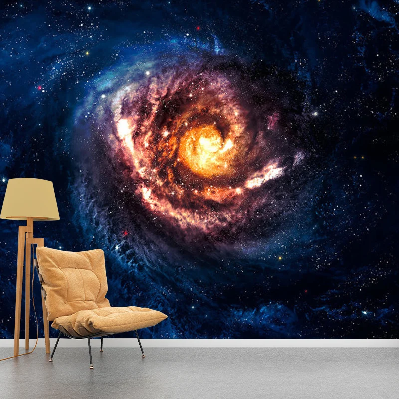 Riesige einfache Foto-Wandtapete für die Deckendekoration mit Nebel-Design Orange und Blau Clearhalo
