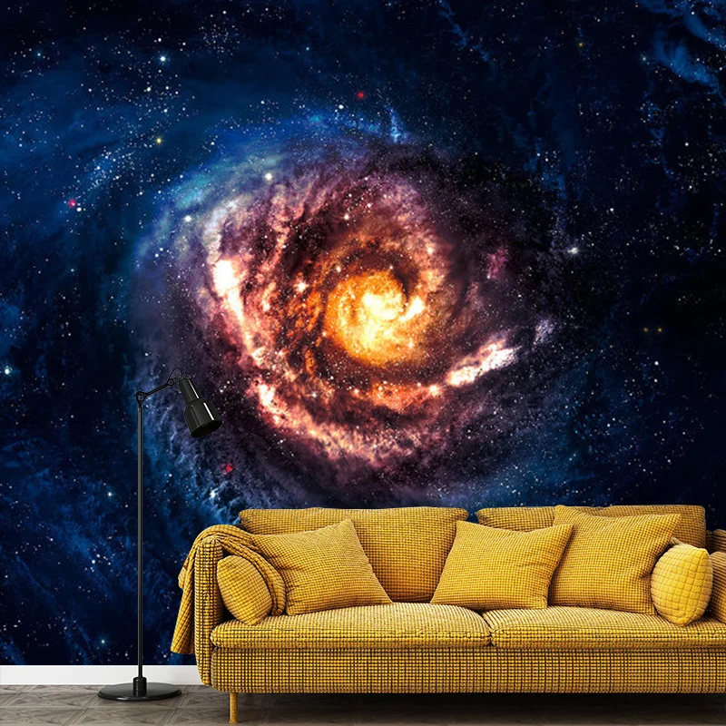Riesige einfache Foto-Wandtapete für die Deckendekoration mit Nebel-Design Orange und Blau Clearhalo