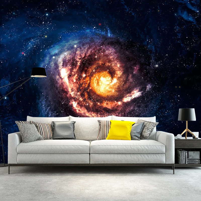 Riesige einfache Foto-Wandtapete für die Deckendekoration mit Nebel-Design Orange und Blau Clearhalo