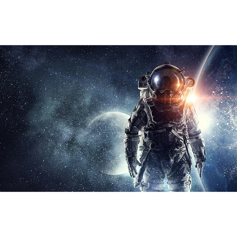 Riesiger futuristischer Wandaufkleber blauer Astronautenlandschaft, Wanddekoration, individuell bedruckt Clearhalo