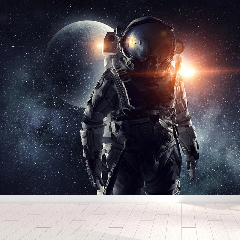 Riesiger futuristischer Wandaufkleber blauer Astronautenlandschaft, Wanddekoration, individuell bedruckt Clearhalo