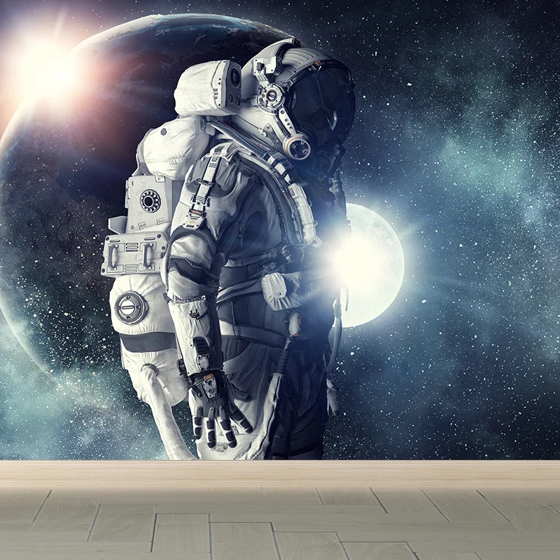 Riesiger futuristischer Wandaufkleber blauer Astronautenlandschaft, Wanddekoration, individuell bedruckt Clearhalo