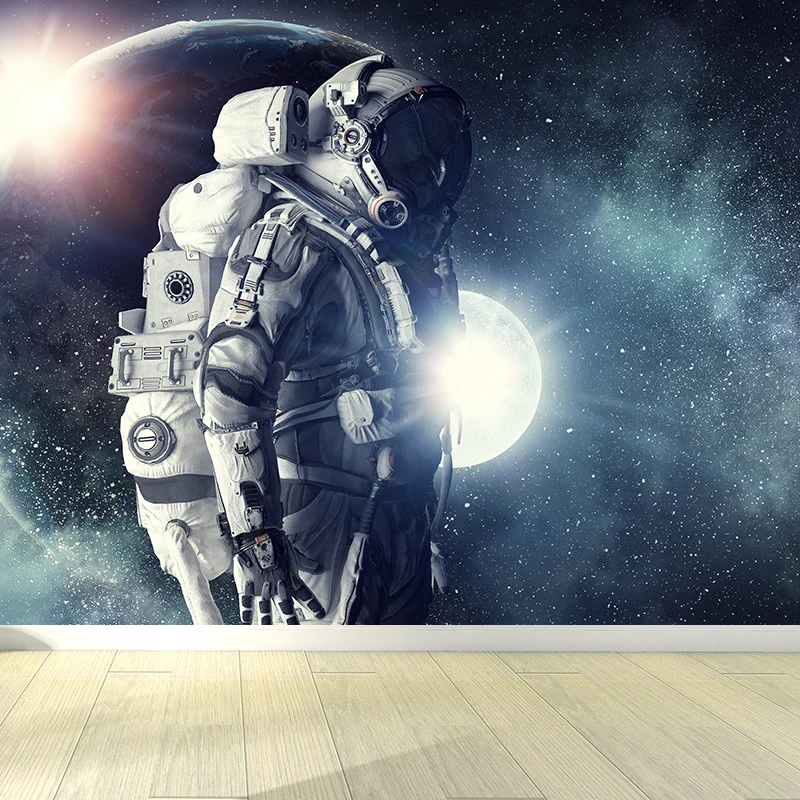 Riesiger futuristischer Wandaufkleber blauer Astronautenlandschaft, Wanddekoration, individuell bedruckt Clearhalo