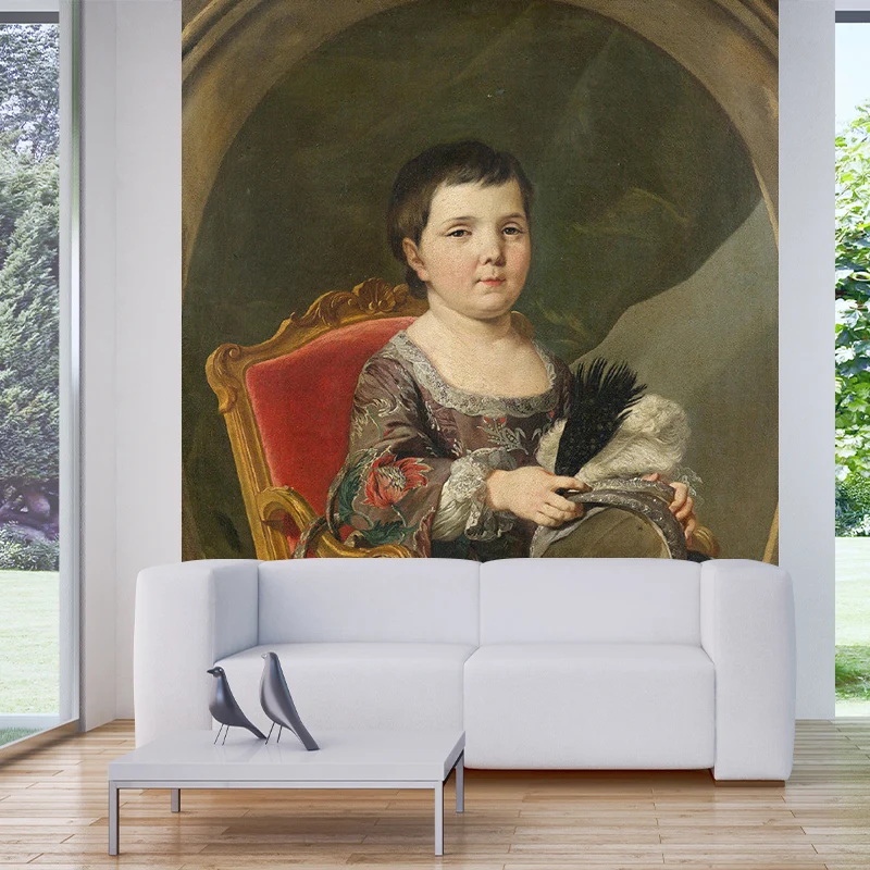 Riesiges traditionelles Wanddekor Braun, Wandaufkleber „Decent Girl“, nach Maß gefertigt Clearhalo
