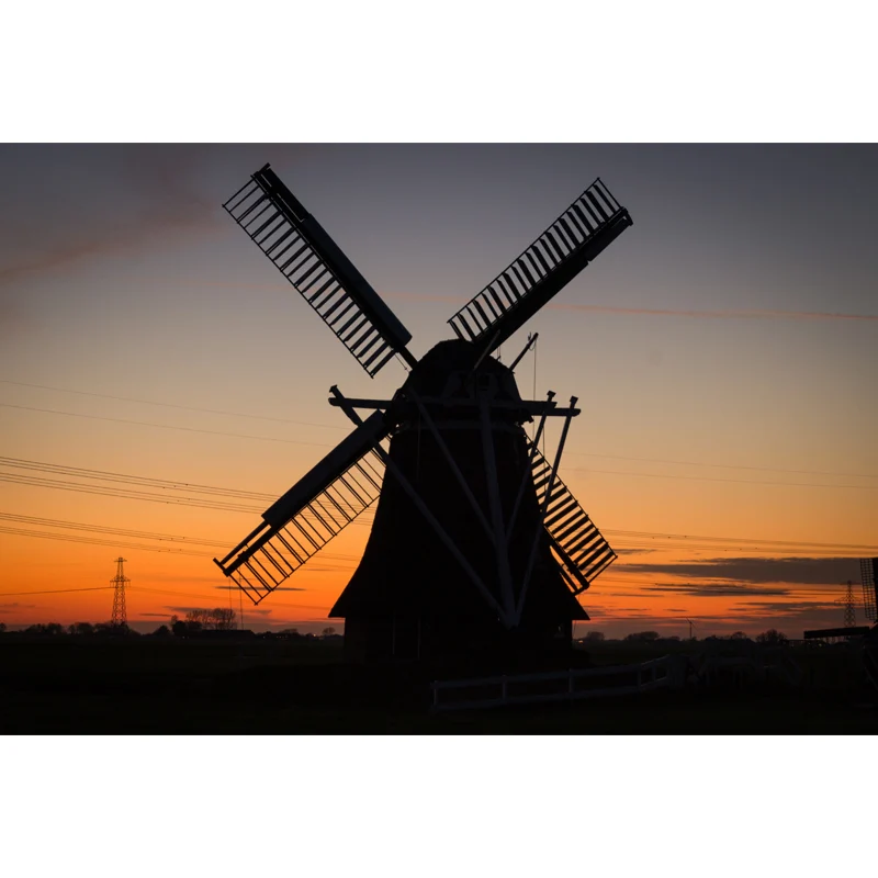Riesiges Windmühlen- und Himmelswandbild für Schlafzimmer, Naturszenen-Wandkunst Pastellfarben, schmutzabweisend Clearhalo