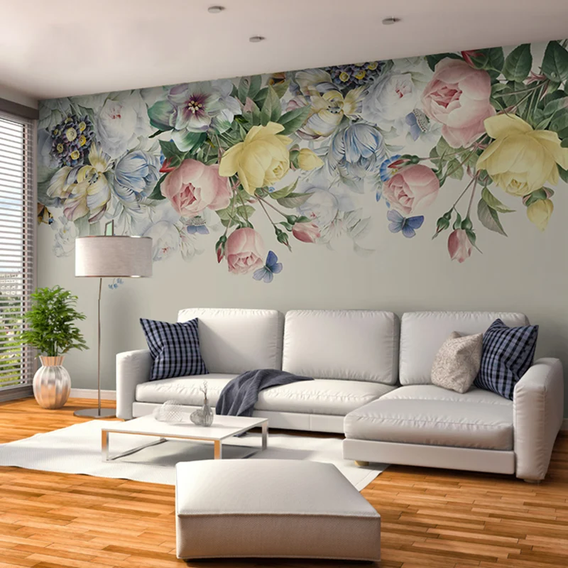Romantische blühende Rosen-Wanddekoration für den gewerblichen Gebrauch, Vliesstoff Clearhalo