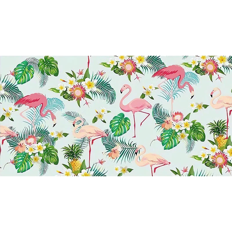 Romantisches Flamingo- und Blatt-Wandbild für Akzentwand, einfache Wandverkleidung, individuelle Größe erhältlich Clearhalo