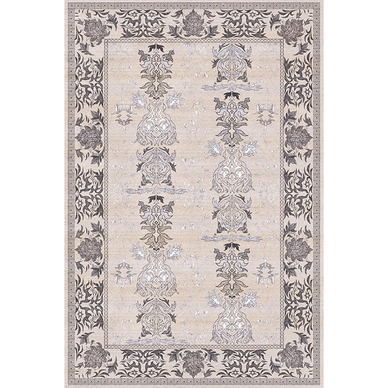 Rosa Shabby-Chic-Teppich, Polyester, Tribal-Blumenmuster, Teppich, haustierfreundlich, waschbar, rutschfeste Rückseite, Te...