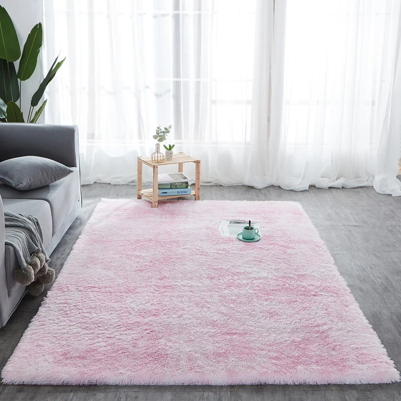 Rosa und grauer Schlafzimmerteppich, lässiger Teppich mit Ikat-Muster, schmutzabweisender, rutschfester Teppich aus Polyes...