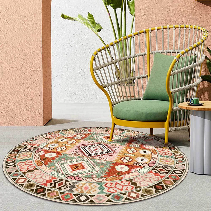 Rosa und orangefarbener Südwest-Teppich, Polyester-Teppich mit Stammesmuster, waschbarer, rutschfester Teppich für das Woh...