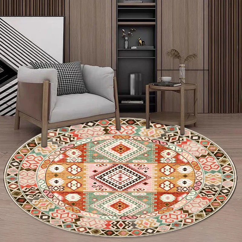 Rosa und orangefarbener Südwest-Teppich, Polyester-Teppich mit Stammesmuster, waschbarer, rutschfester Teppich für das Woh...