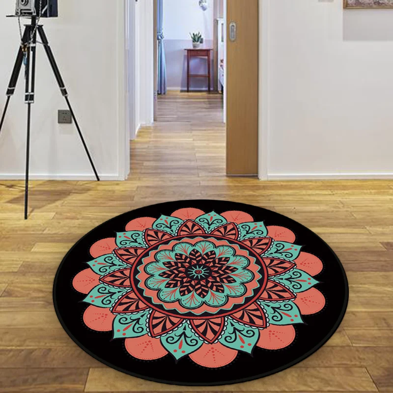 Rosa und schwarzer Southwestern-Teppich, Polyester-Tribal-Blumenteppich, waschbarer Teppich für das Wohnzimmer Clearhalo