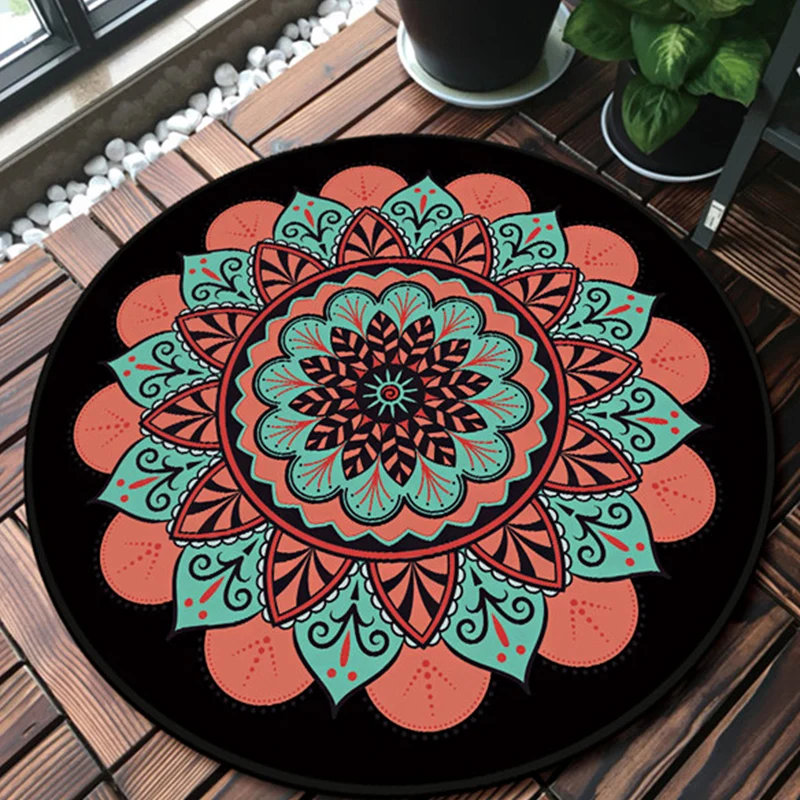 Rosa und schwarzer Southwestern-Teppich, Polyester-Tribal-Blumenteppich, waschbarer Teppich für das Wohnzimmer Clearhalo
