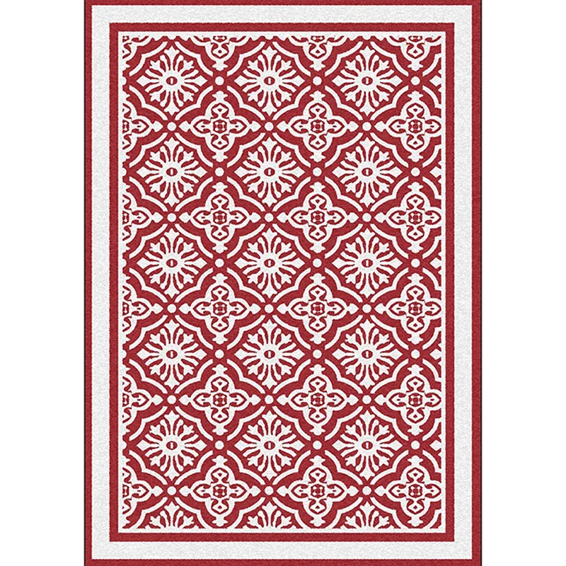 Roter Perserteppich aus Polyester mit Blumenmuster, waschbarer, rutschfester Teppich für das Wohnzimmer Clearhalo