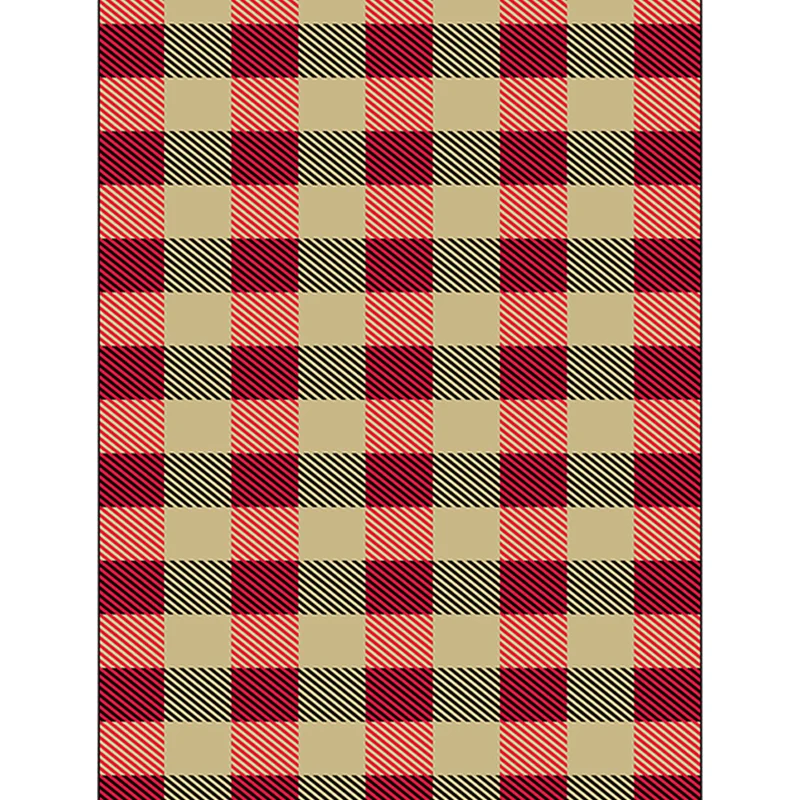 Roter und brauner Schlafzimmerteppich, moderner Teppich mit kariertem Streifenmuster, schmutzabweisender Polyester-Teppich...