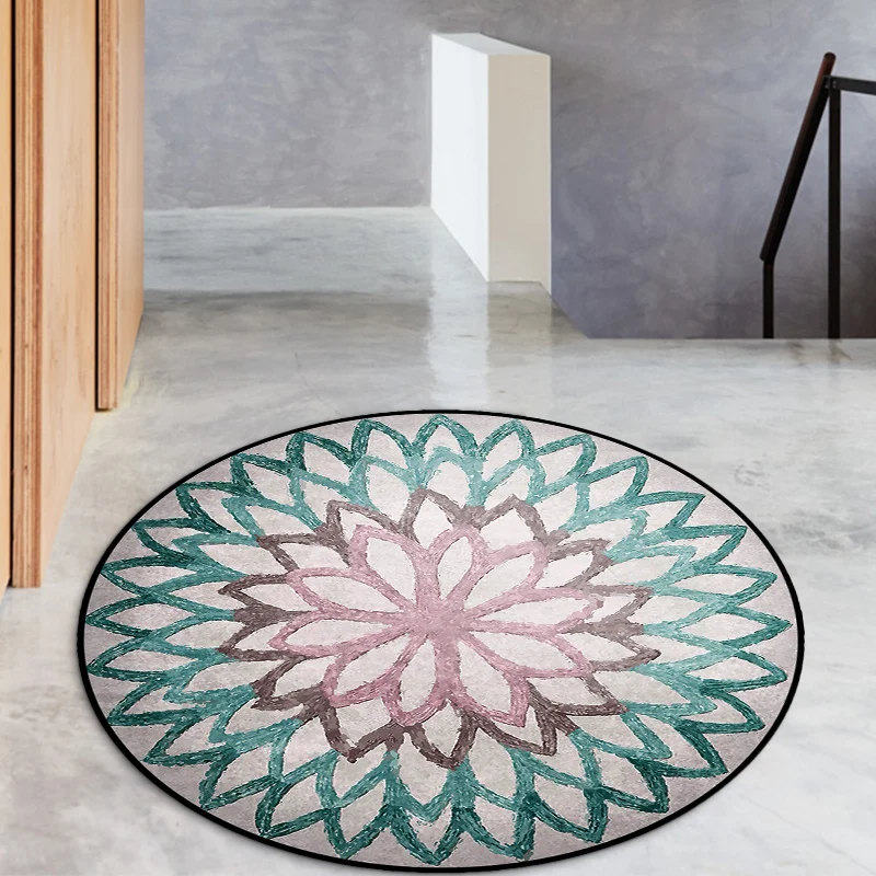 Roter und grüner marokkanischer Teppich aus Polyester mit Blumenmuster, rutschfester Teppich für das Wohnzimmer Clearhalo