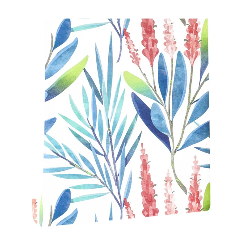 Rustikale Aquarell-Blumentapete, blau, temporäre, selbstklebende Wanddekoration für das Wohnzimmer Clearhalo