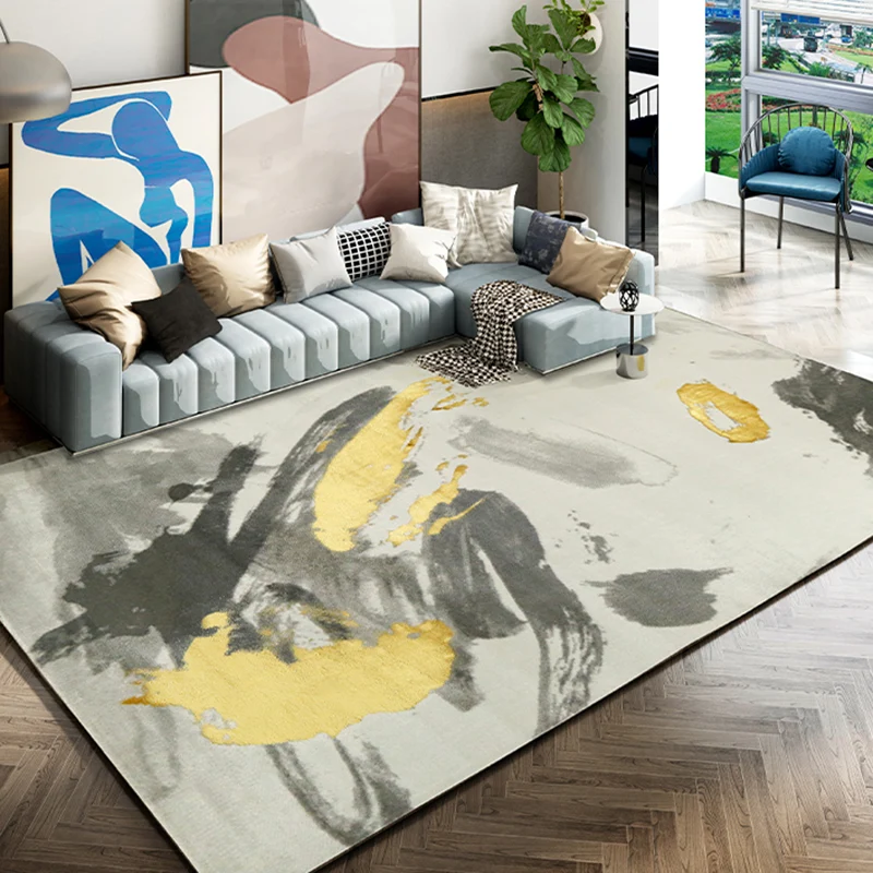 Scandianvian Wohnzimmer-Teppich, mehrfarbig, geografisch bedruckter Flächenteppich, Synthetik, rutschfeste Rückseite, schm...