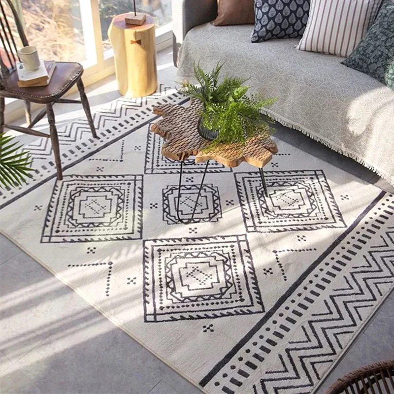 Schicker Amriecana-Teppich, mehrfarbig, geometrischer Teppich, schmutzabweisend, rutschfeste Rückseite, waschbarer Teppich...