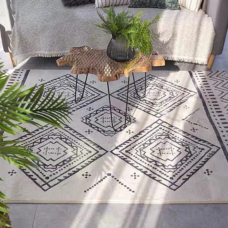 Schicker Amriecana-Teppich, mehrfarbig, geometrischer Teppich, schmutzabweisend, rutschfeste Rückseite, waschbarer Teppich...