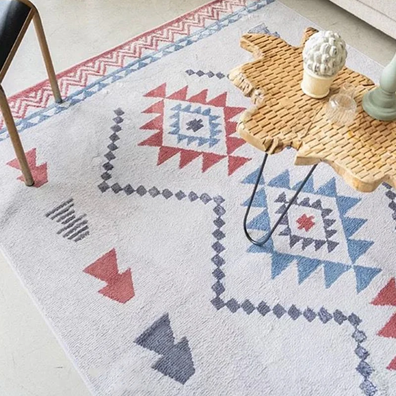 Schicker Amriecana-Teppich, mehrfarbig, geometrischer Teppich, schmutzabweisend, rutschfeste Rückseite, waschbarer Teppich...