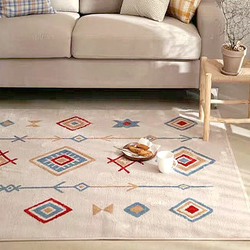 Schicker Amriecana-Teppich, mehrfarbig, geometrischer Teppich, schmutzabweisend, rutschfeste Rückseite, waschbarer Teppich...