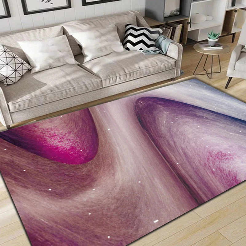 Schlichter moderner Teppich Lila mit abstraktem Galaxie-Muster, Teppich aus Polyester, maschinenwaschbar, rutschfest, für...