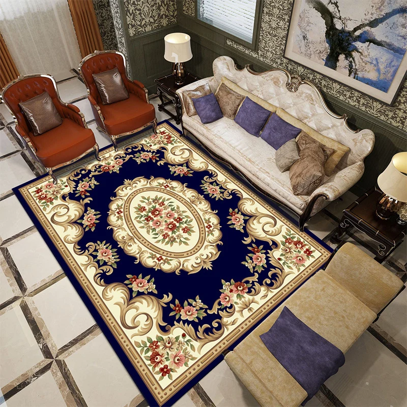 Schöner mehrfarbiger Jacquard-Teppich aus Polypropylen, traditioneller Teppich, schmutzabweisend, waschbar, rutschfester T...