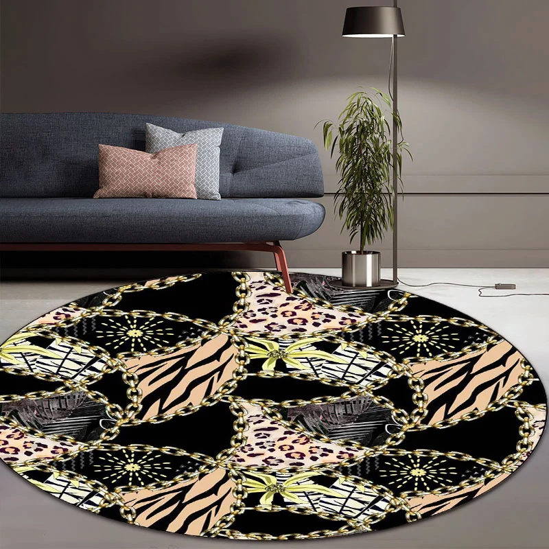 Schwarzer Schlafzimmerteppich, moderner Teppich mit Leoparden- und Linienmuster, Polyester, rutschfeste Rückseite, waschba...