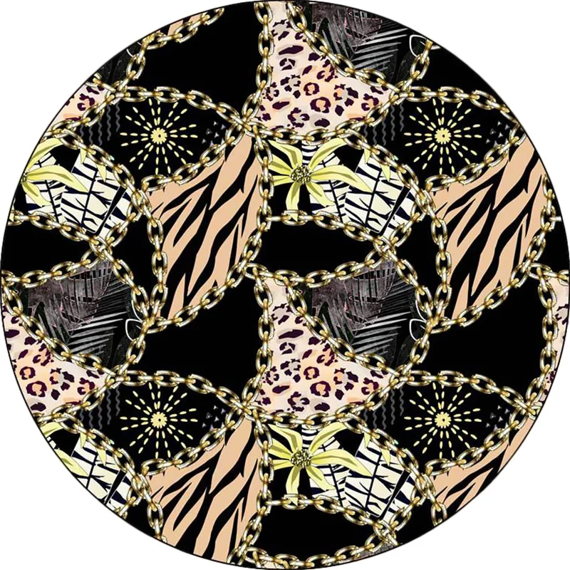Schwarzer Schlafzimmerteppich, moderner Teppich mit Leoparden- und Linienmuster, Polyester, rutschfeste Rückseite, waschba...