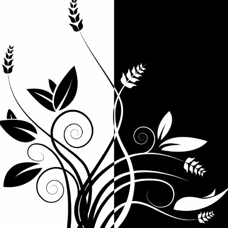 Schwarz-weiße Blumentapete, schmutzabweisend, minimalistische Schlafzimmer-Wanddekoration Clearhalo