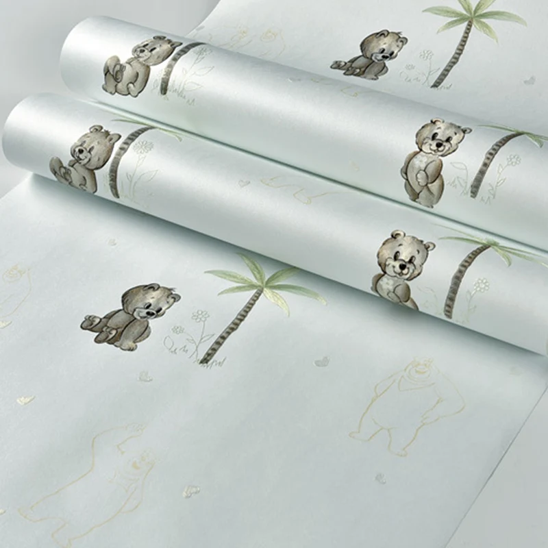 Selbstklebende Tapete Neuheit Bär Kinder Bunte Wandverkleidung mit abnehmbarem Design Clearhalo