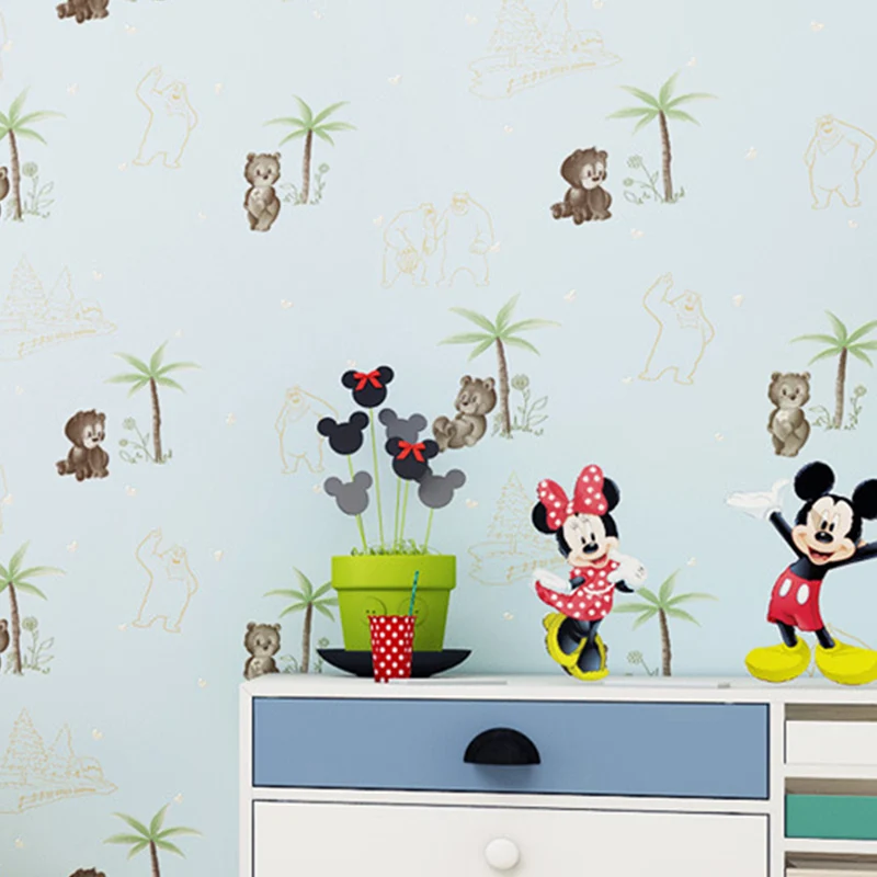 Selbstklebende Tapete Neuheit Bär Kinder Bunte Wandverkleidung mit abnehmbarem Design Clearhalo