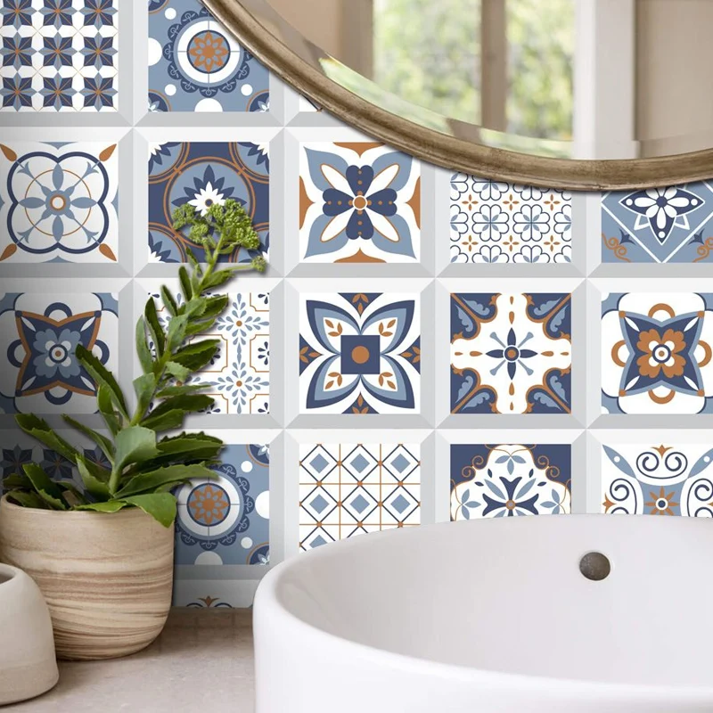 Selbstklebende Tapetenbahnen mit Blumendruck, PVC-Wandverkleidung im Bohemian-Stil, 8 Fuß L x 8 Zoll B Clearhalo