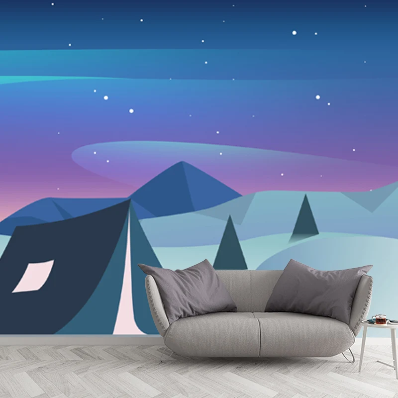 Skandinavische Wilds Aurora Wandaufkleber, blaue Schlafzimmer-Wandkunst, individuelle Größe erhältlich Clearhalo