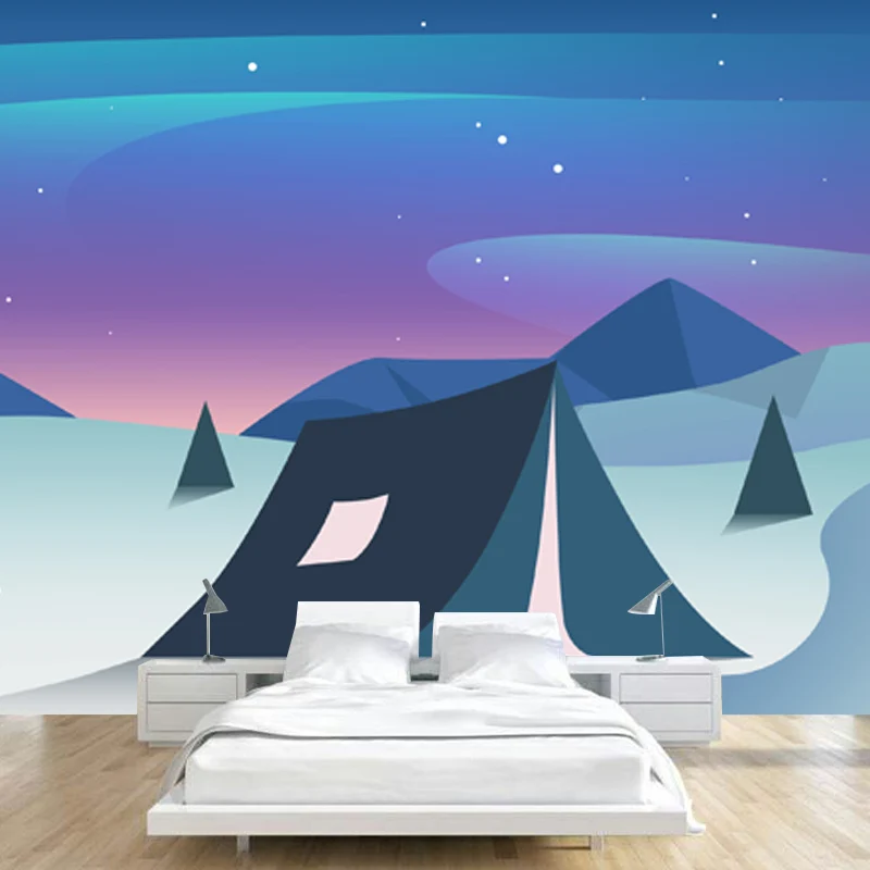 Skandinavische Wilds Aurora Wandaufkleber, blaue Schlafzimmer-Wandkunst, individuelle Größe erhältlich Clearhalo