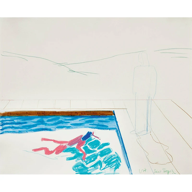 Sonnenbaden am Pool Wandtattoo Lila-Blau Moderne Kunst Wandverkleidung für Wohnzimmer Clearhalo