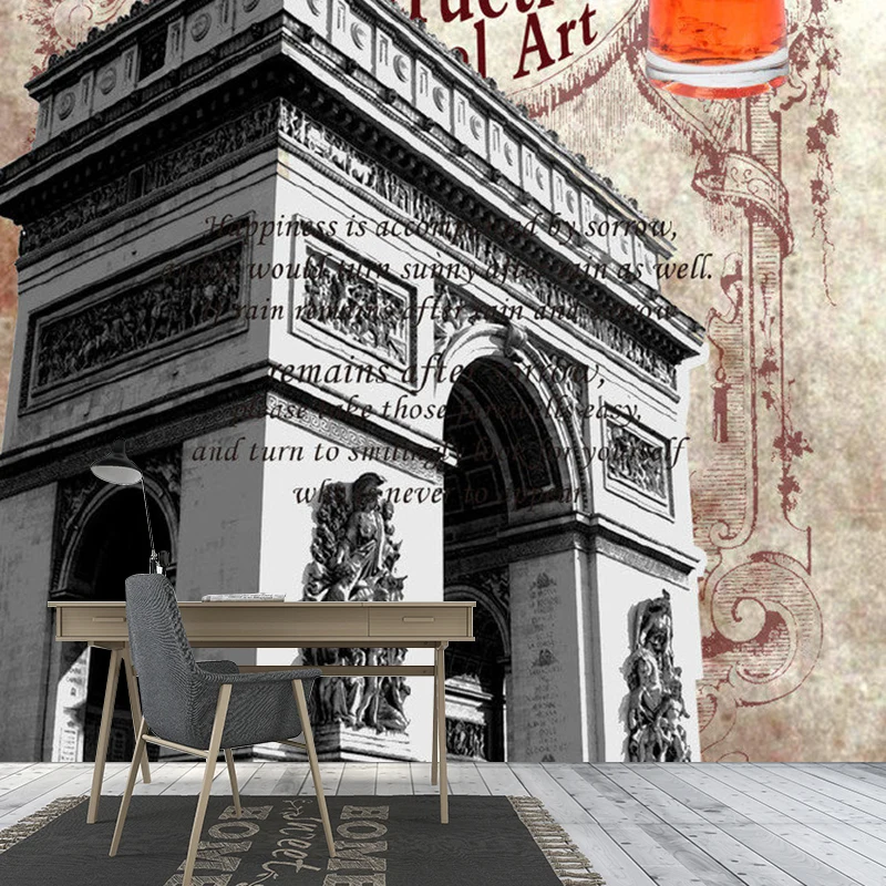 Ästhetische klassische Bau-Wandtapete für die Café-Dekoration, maßgeschneiderte Wandverkleidung Braun Clearhalo