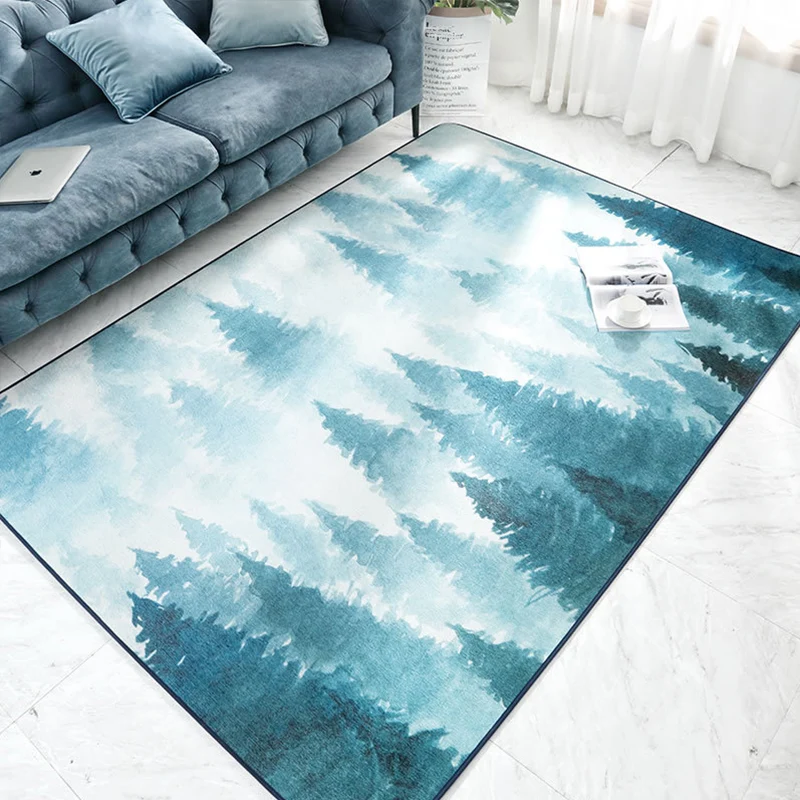 Stilvoller mehrfarbiger nordischer Teppich aus Synthetik mit geometrischem Aquarell-Teppich, rutschfester, schmutzabweisen...
