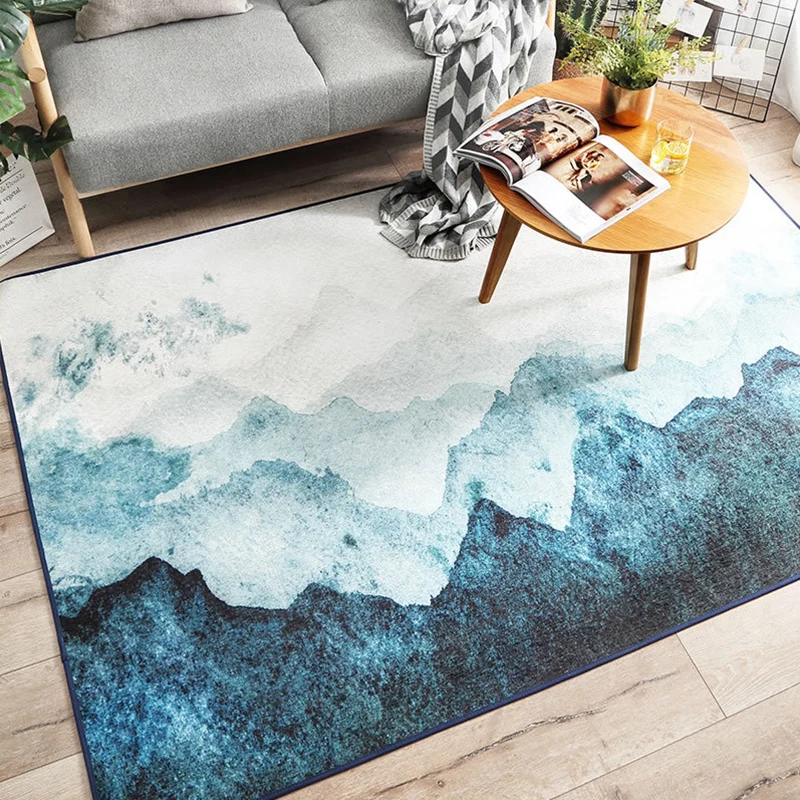 Stilvoller mehrfarbiger nordischer Teppich aus Synthetik mit geometrischem Aquarell-Teppich, rutschfester, schmutzabweisen...