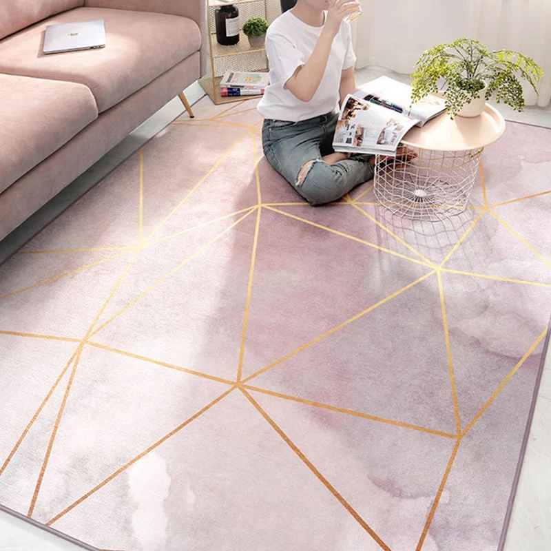 Stilvoller mehrfarbiger nordischer Teppich aus Synthetik mit geometrischem Aquarell-Teppich, rutschfester, schmutzabweisen...