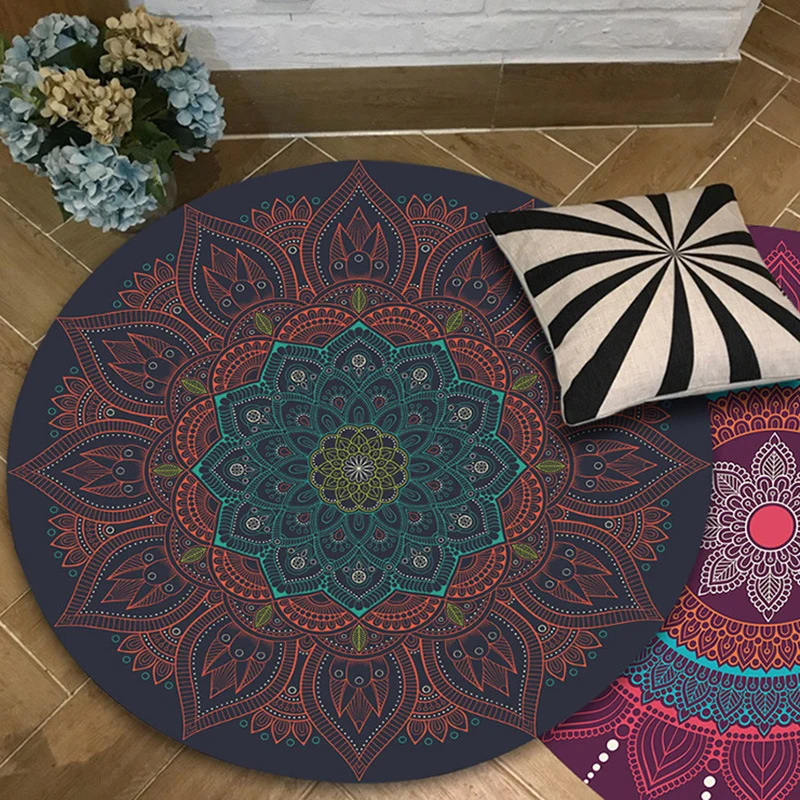 Stilvoller Teppich mit Blumenmuster, brauner Perserteppich, Flanell, rutschfeste Rückseite, waschbarer Teppich für Wohnzim...