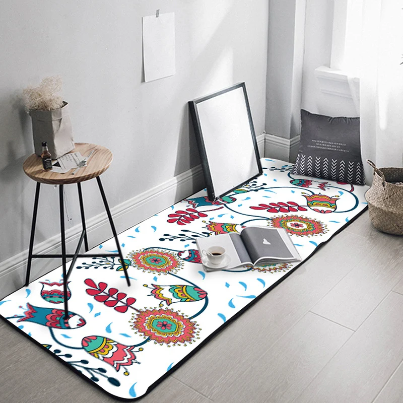 Stilvoller Teppich mit geometrischem Stammesmuster, brauner und weißer Bohemian-Teppich, synthetischer, haustierfreundlich...