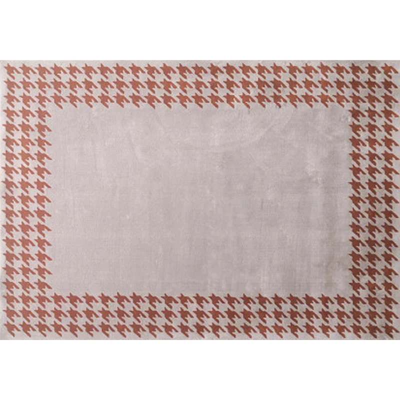 Stilvoller Teppich mit Hahnentrittmuster, orange-rot, moderner Teppich aus Polyester, haustierfreundlich, waschbar, rutsch...