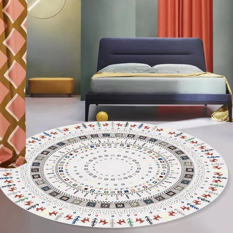 Stilvoller Teppich mit Stammes-Kreismuster, grauer marokkanischer Teppich aus Polyester, haustierfreundlich, rutschfeste R...