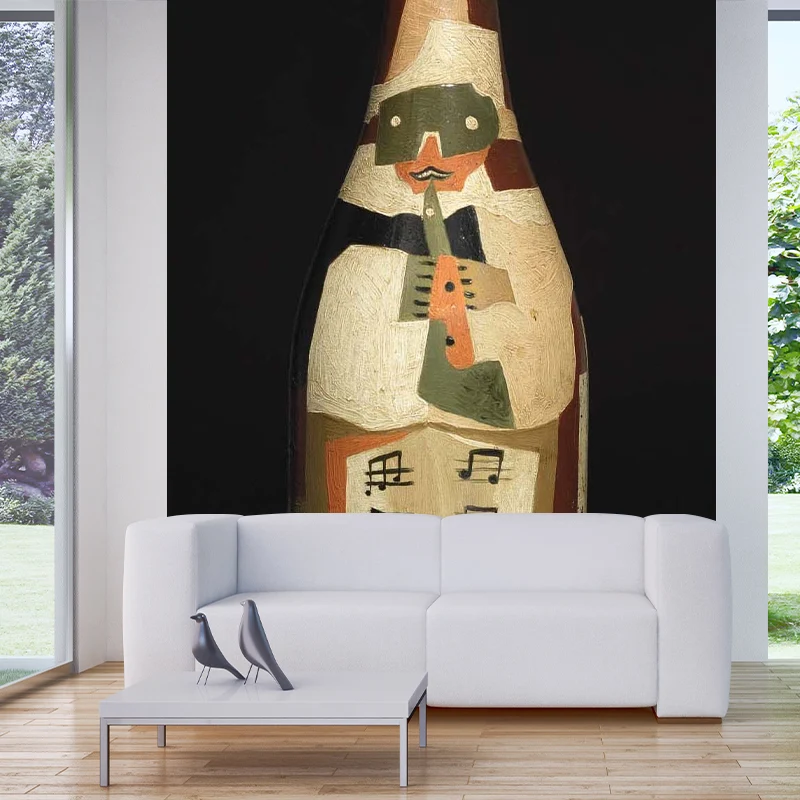 Surreale Kunst bemalte Flaschenwandbilder, braune wasserfeste Wanddekoration für das Esszimmer Clearhalo