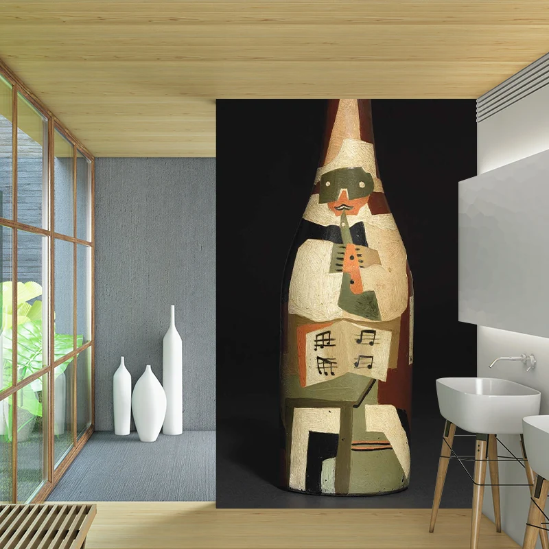 Surreale Kunst bemalte Flaschenwandbilder, braune wasserfeste Wanddekoration für das Esszimmer Clearhalo