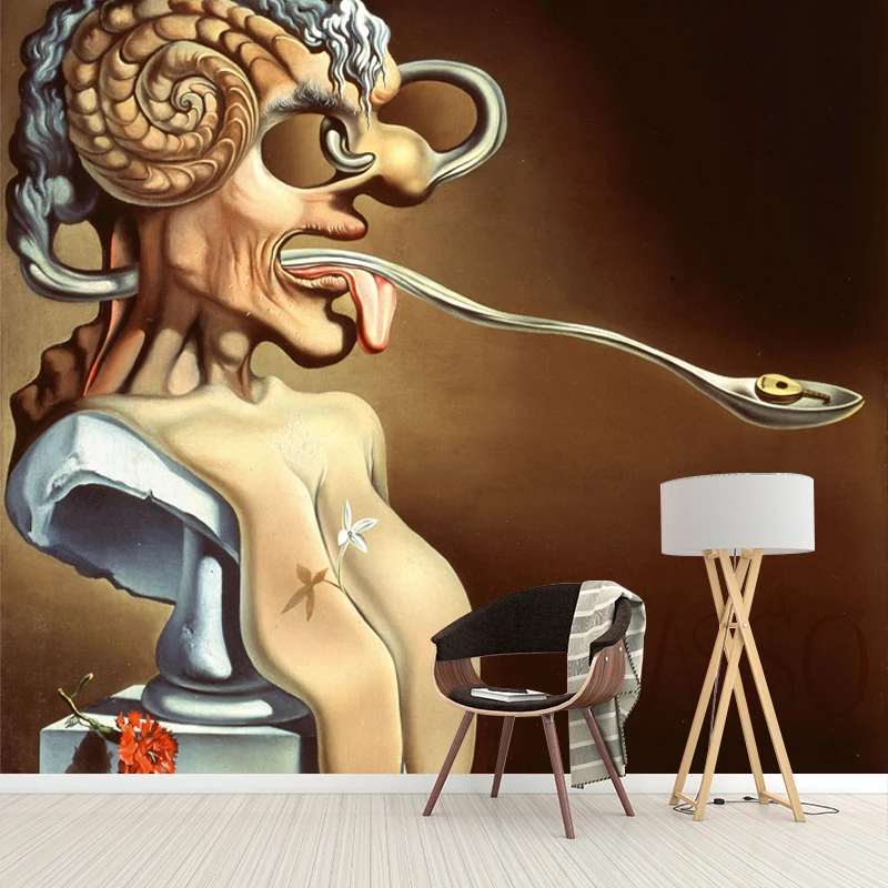 Surreales Porträt von Picasso-Wandaufkleber, braunes Schlafzimmer-Wanddekor, nach Maß Clearhalo
