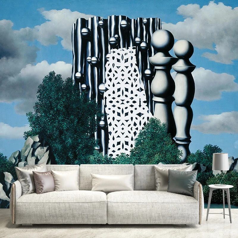 Surrealistische Bau-Tapeten-Wandbilder Grau-Blau, feuchtigkeitsbeständige Wandkunst für Zuhause Clearhalo